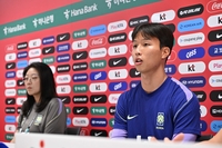 [포토]멕시코전 출전 소감 밝히는 엄지성