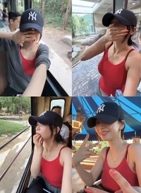 카리나, 모자 푹 눌러써도 못 숨긴 미모…에버랜드 나들이 포착