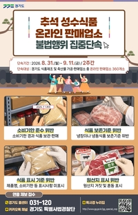 경기도, 추석 성수식품 온라인 판매업소360곳 불법행위 집중 단속