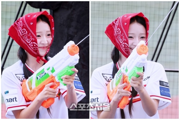 “폭염이 저만치 가네”...SSG 이연진 치어리더의 ‘신나는 물놀이’ [SS리플레이]