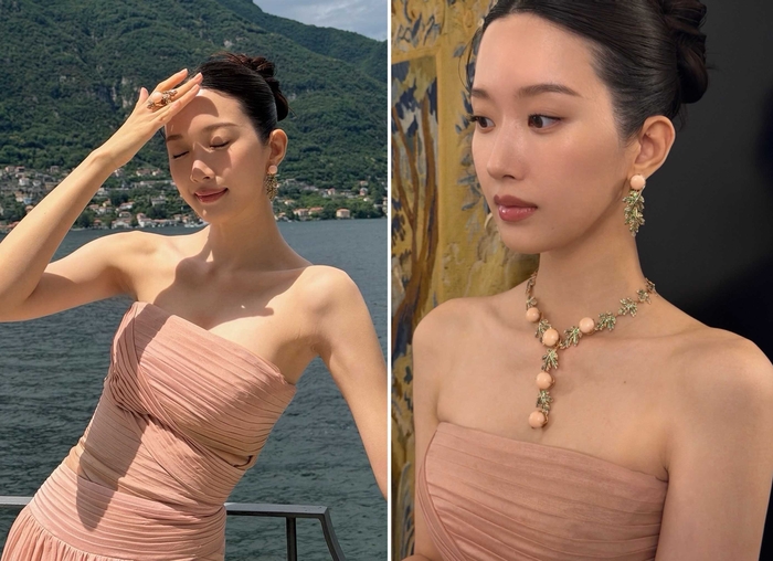 여름의 끝자락 마주한 문가영, 핑크빛 튜브톱 드레스로 뽐낸 독보적 우아함