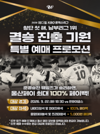 최대 100% 페이백 실화? 울산 웨일즈, 22일 챔피언결정전서 ‘특별 예매 프로모션’ 진행