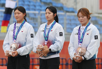 “뒤에서 기도하면서 봤죠” 짜릿한 역전승으로 동메달 딴 여자 컴파운드 단체전, “값진 동메달이다” [SS오카자키in]