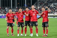 [포토]오세훈의 골에 함께 기념촬영하는 대표팀