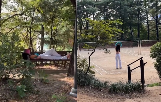 장원영, ‘산스장’ 벤치서 낮잠 쿨쿨…파격적인 모습에 팬들 ‘환호’