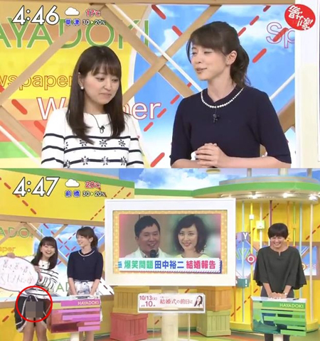 날씨예보 속 日 기상 캐스터 속옷 노출 방송사고 '민망'