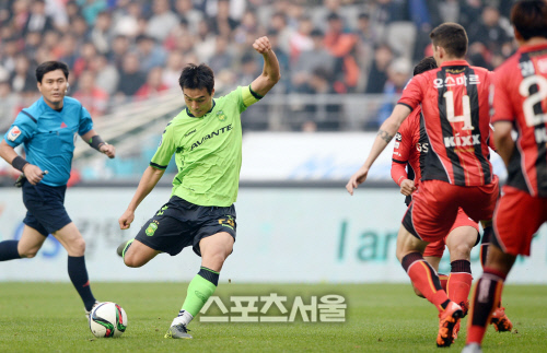 [SS포토]오른발 강슛 시도하는 전북 이동국