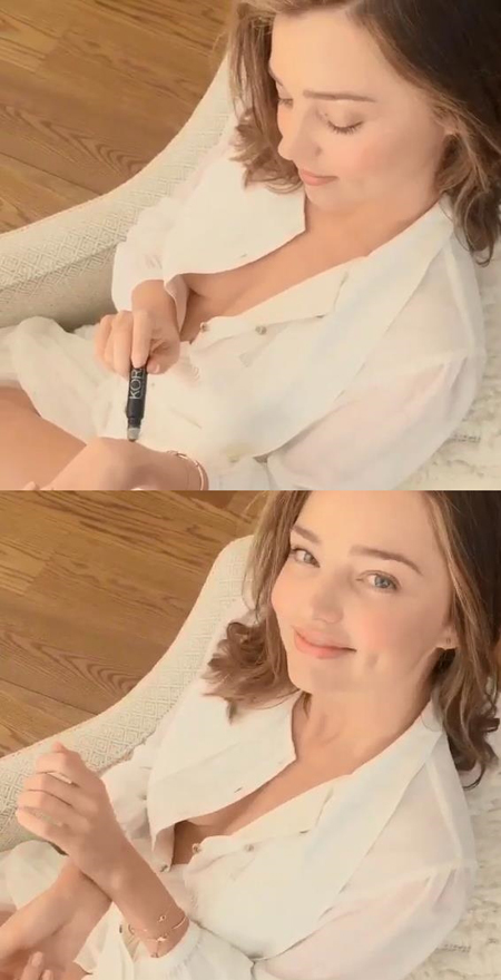 미란다 커, 속옷 입지 않고 새하얀 블라우스 입으니…'쌍코피 팍'