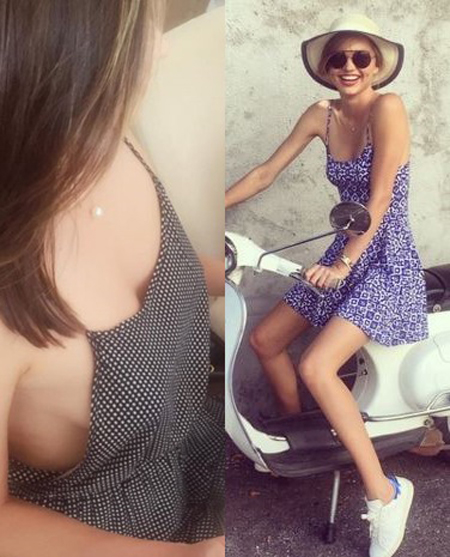 미란다커, 속옷 없이 원피스만 입은 채…보기만 해도 '아슬 아슬'