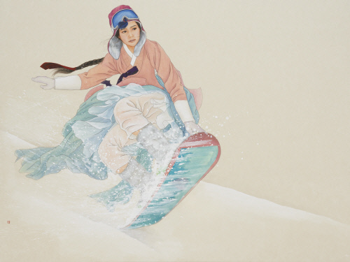 대표작품_설원의 꽃-도약_162x122cm, 장지에 채색, 2016년