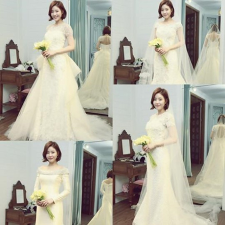 "청순부터 우아함까지"…박하나, 볼륨감 넘치는 웨딩드레스 자태