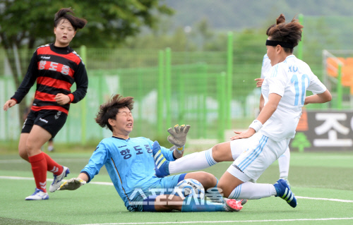 [SS포토]선방하는 포항항도중 골키퍼 정윤정