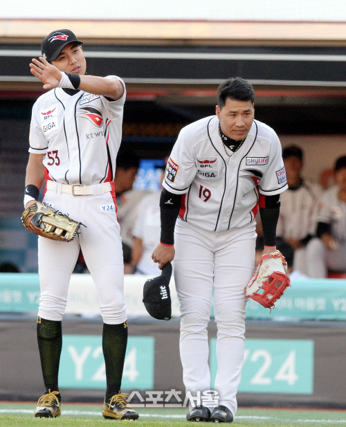 [SS포토] LG-KIA 거친 이대형과 김상현, 친정팀 인사는 달라요~