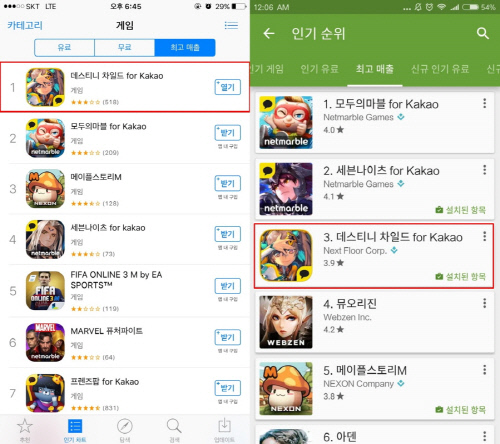 넥스트플로어 데스티니 차일드 초반 흥행