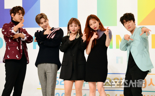 [SS포토] 황치열-태민-조현아-현아-산이, '더 유닛'을 끌고갈 멘토들