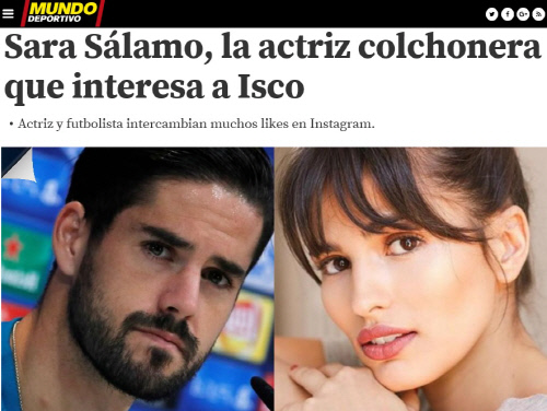 레알 이스코, 스페인 여배우와 열애…알고보니 아틀레티코 팬?