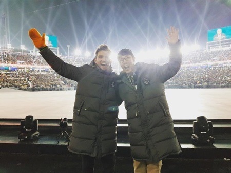 [평창 SNS] "사회 맡았어요" 김영철, 안드레아스와 훈훈한 인증샷 