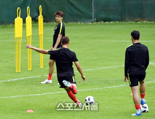 [포토] 손흥민-정우영, 스웨덴 겨냥한...프리킥 훈련?