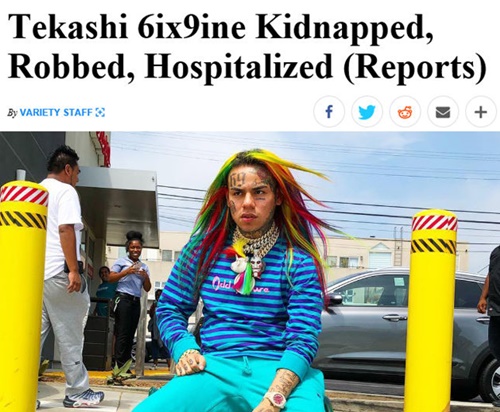 [할리웃톡]美래퍼 식스나인, 강도 피해 입고 입원…괴한 추적 중