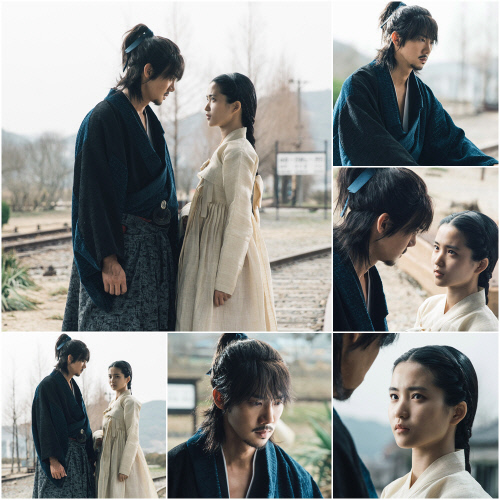 '미스터 션샤인' 김태리 vs 유연석, 일촉즉발 기찻길 대치 포착