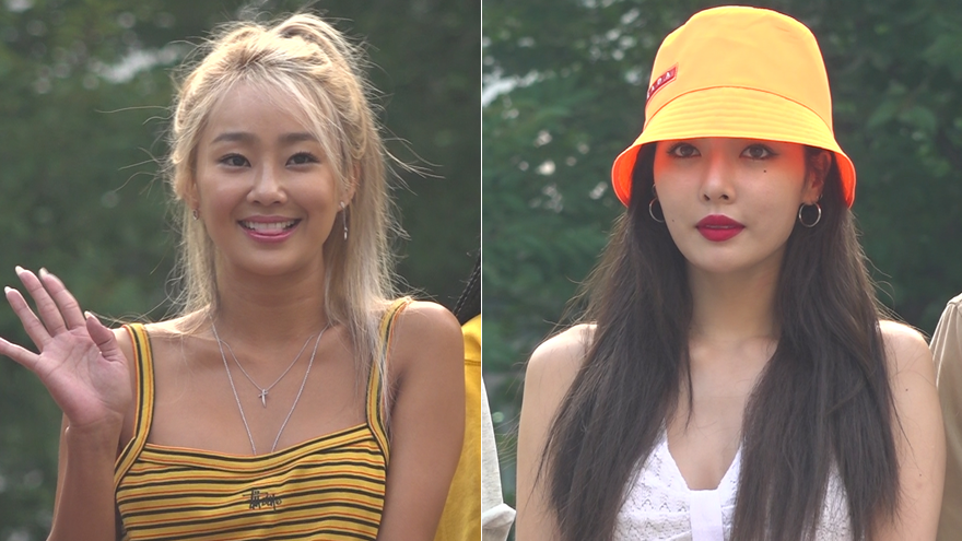 [SS쇼캠] 효린-트리플 H 현아, 돋보이는 구릿빛 피부 '건강미 물씬' ('뮤직뱅크' 출근길)