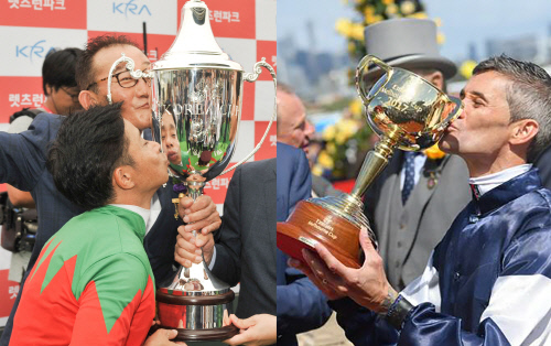 코리아컵(좌)과 멜번컵 트로피(우)