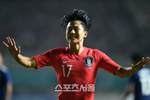 '일본 킬러 이승우'…4년 만에 자카르타에서 재현[한국축구 금메달]
