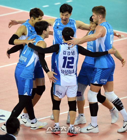 삼성화재, 득점의 기쁨을 함께 [포토]