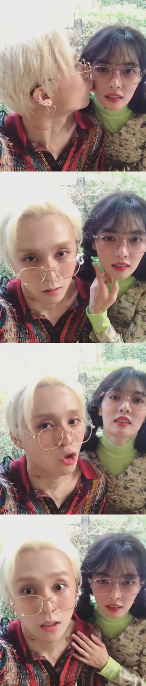 "볼뽀뽀"…현아♥이던, 프랑스서 당당한 애정 행각[★SNS]