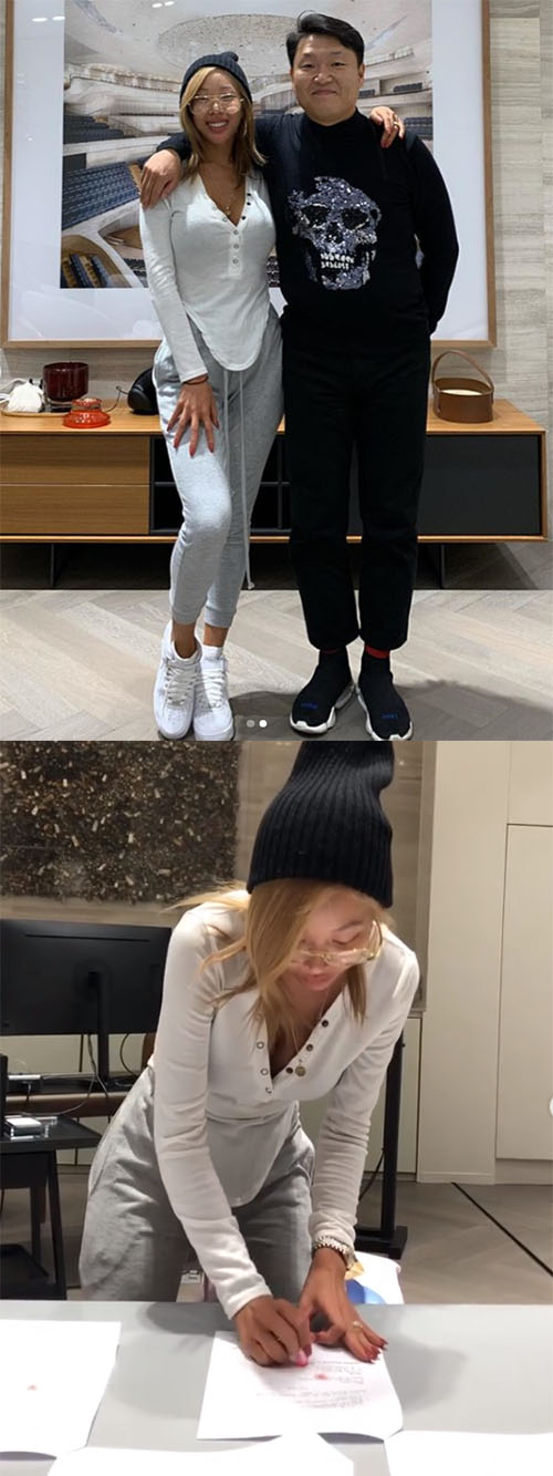 싸이, '첫 가수' 제시와 다정한 인증샷 "웰컴 P NATION!"