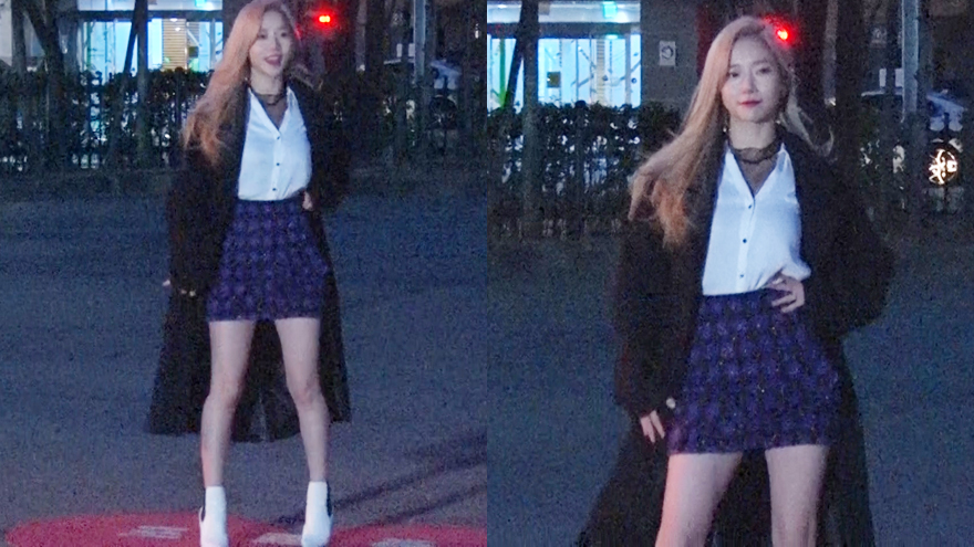 소리(sori), 코트 사이로 과감한 각선미 뽐내기 ('뮤직뱅크' 출근길) [SS쇼캠]