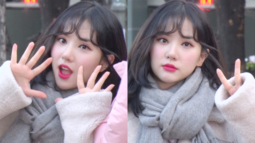 여자친구(GRIEND) 은하, 버디에게 보내는 세젤귀 포즈 ('뮤직뱅크' 출근길) [SS쇼캠]
