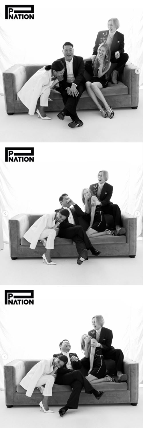 '웃음꽃 만발'…싸이, '피네이션' 단체 사진 공개 ft.이던♥현아·제시