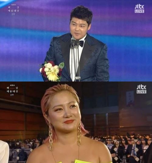 '백상예술대상' 전현무 "박나래, 고맙고 미안해"…수상소감 '뭉클'