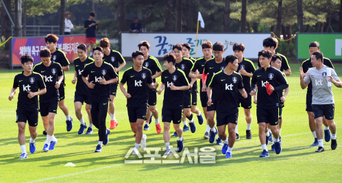 [포토]평가전 준비하는 축구대표팀