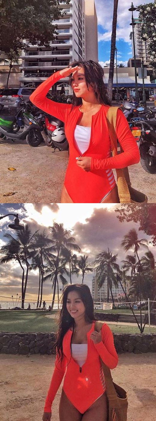 "선명한 S라인" 김희정, 수영복으로 뽐낸 완벽 자태