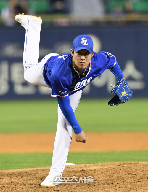 [포토] 삼성 원태인, 5이닝 2실점...아쉽다!