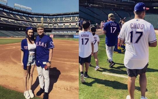 "패밀리 데이!" 추신수♥하원미 부부, 커플 유니폼 입고 달달 투샷