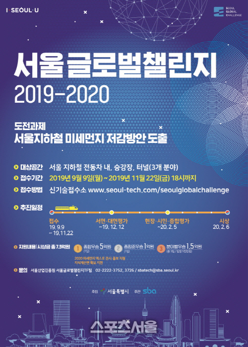 서울시-SBA,'하루 평균 이용자 725만명' 지하철 미세먼지 저감 위한 '서울글로벌챌린지'