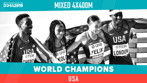 출산 10개월만에 세계선수권 정상에 선 펠릭스, 12번째 금메달로 볼트 뛰어넘었다