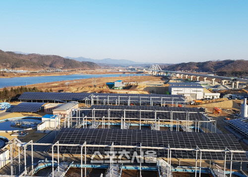 태양광 발전 설비를 설치한 안동공공하수처리장