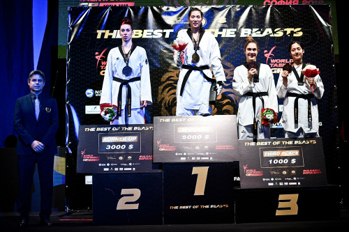 여자+67Kg 시상식, 명미나(오른쪽)