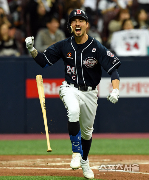 [포토] 오재원의 역전 적시타, 느낌 왔어!