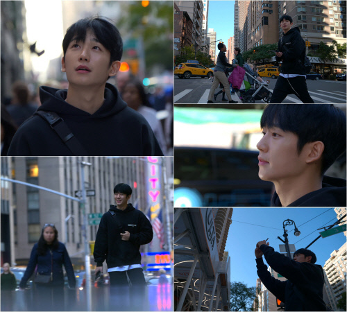 첫방 D-1 '걸어보고서' 정해인, 가을 뉴욕 빛내는 '꾸안꾸 남친룩' 포착