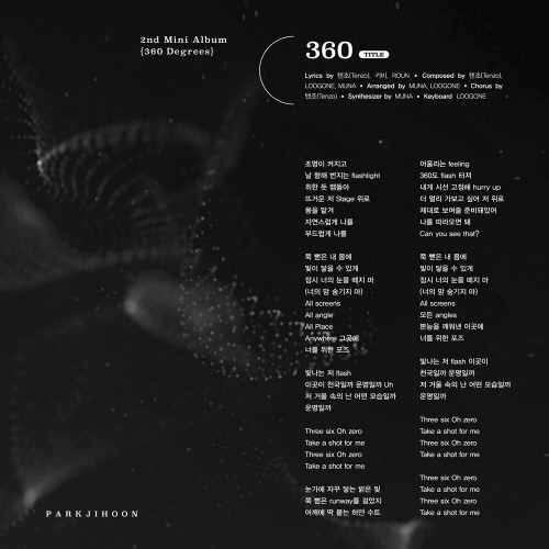 "내게 시선 고정해" 박지훈, 타이틀곡 '360' 리릭 이미지 공개