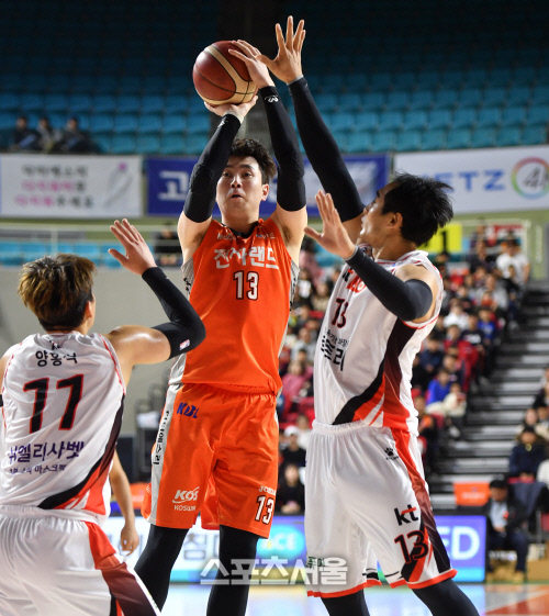 [포토]중거리슛 시도하는 전자랜드 강상재