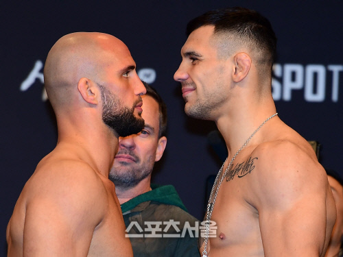 UFC부산 코메인이벤터 외즈데미르vs 라키치, 눈싸움이 살벌하네...