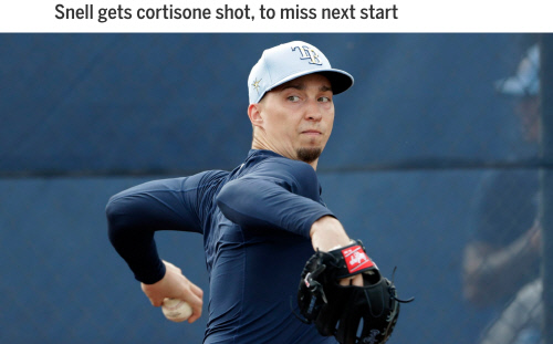 스넬 주사치료, 선발투수 이탈하는 AL 동부지구