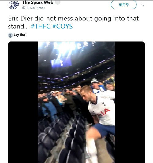 동생 모욕? 토트넘 다이어 관중석 향해 돌진…'일촉즉발' [현장메모]