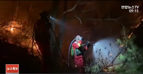 강풍에 안동 ‘산불’ 확산…중앙고속도로 양방향 통행 중단
